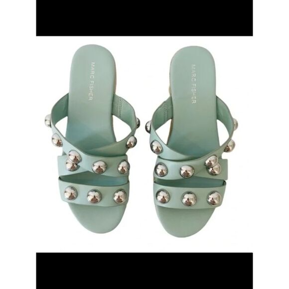 MARC FISHER Womens Aqua Prisca Round Toe Block Heel Slip On Espadrille Shoes 9 M - Picture 2 of 2